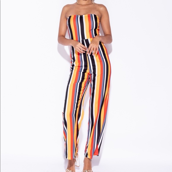 🍭Candy Striped Bandeau Jumpsuit - Picture 3 of 8